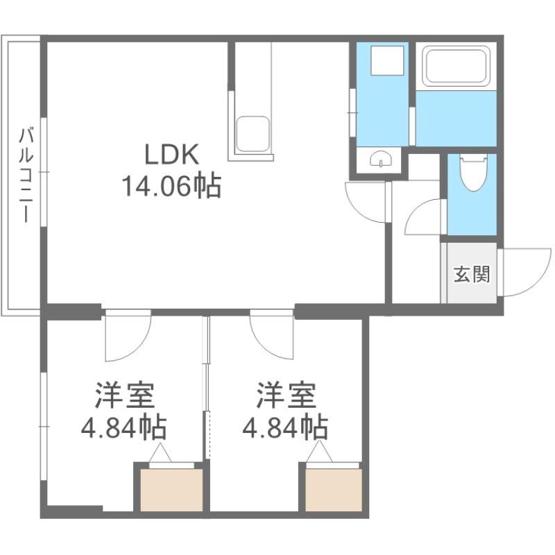 エフビル14(2LDK/3階)の間取り写真