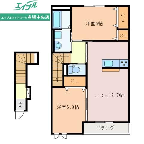 レジデンス蔵持(2LDK/2階)の間取り写真