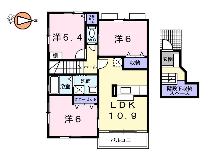 バーシア名賀(3LDK/2階)の間取り写真