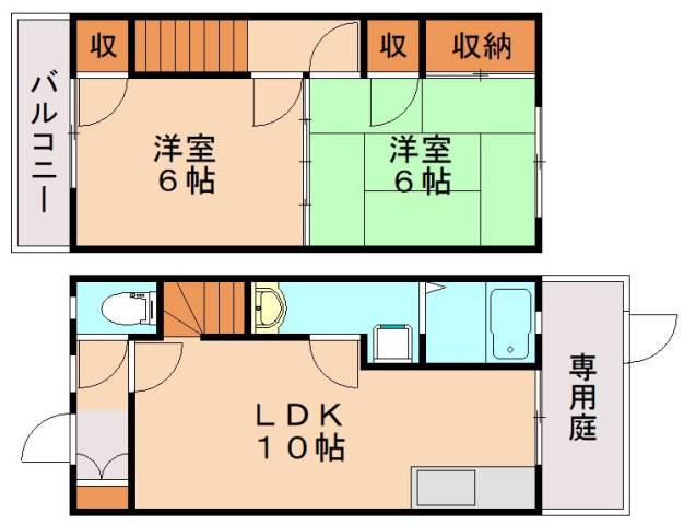 Nハウス(2LDK/1階)の間取り写真