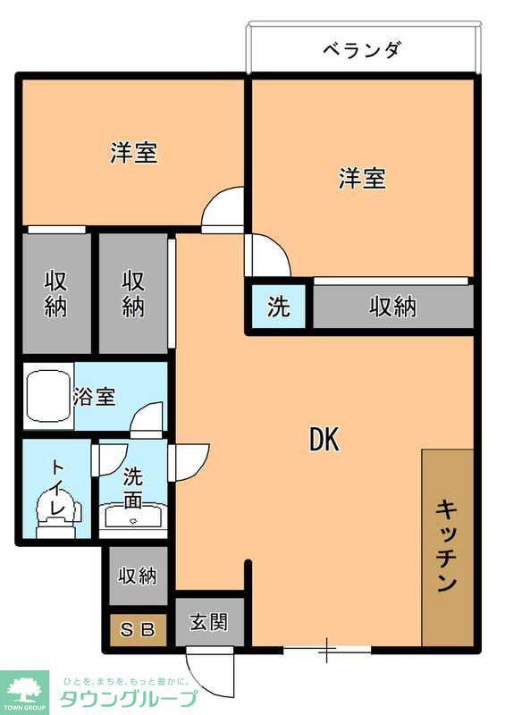 三田ハウス(2DK/2階)の間取り写真