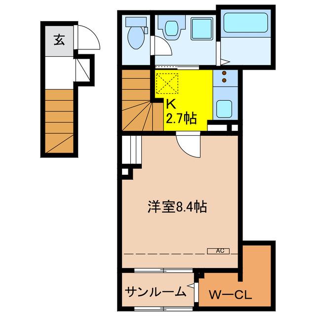 ルート258(1K/2階)の間取り写真