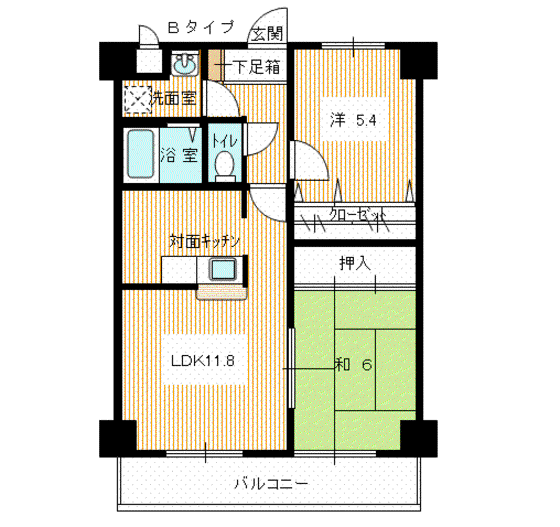 ノビリティ新下関(2LDK/5階)の間取り写真