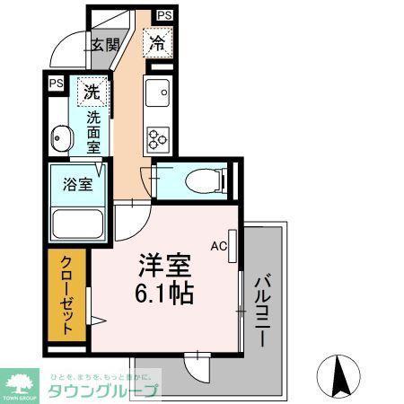上町DKハイム(ワンルーム/1階)の間取り写真