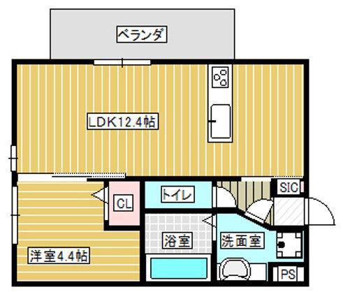 ラ・エスパシオ合志II(1LDK/1階)の間取り写真