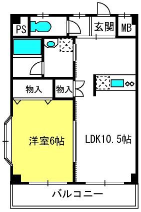 サニーハイツ松本(1LDK/2階)の間取り写真