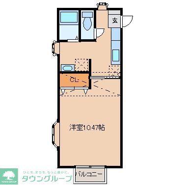 ソレアード遠見塚III(1K/2階)の間取り写真