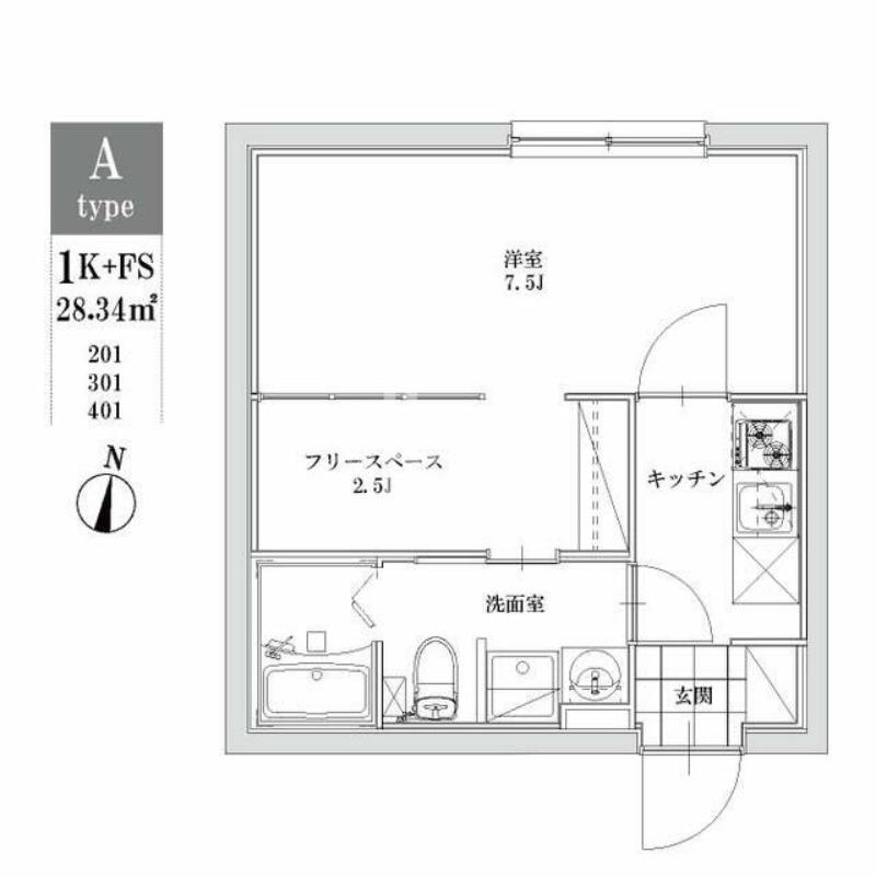 LEGALAND江古田(1K/3階)の間取り写真