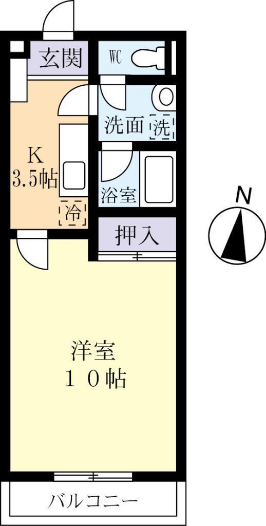 サンロードKAWAI(1K/3階)の間取り写真