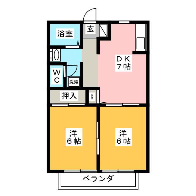 サンシャインK(2DK/2階)の間取り写真