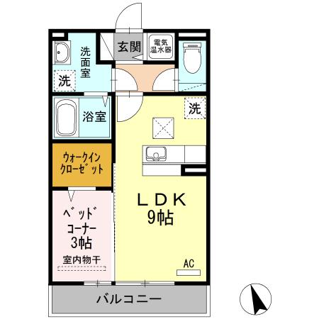 ハイツ943(1LDK/1階)の間取り写真