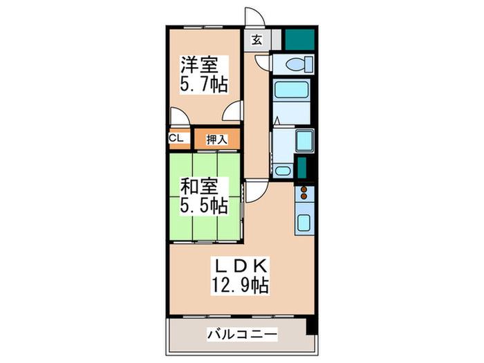 プロヴァンス(2LDK/5階)の間取り写真