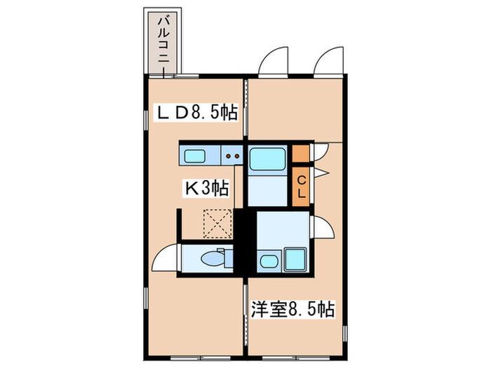 FARE経堂II(1LDK/4階)の間取り写真