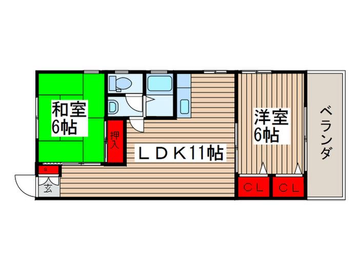 レクリオ(2LDK/2階)の間取り写真