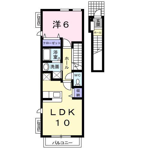 クリスタル メゾンI(1LDK/2階)の間取り写真