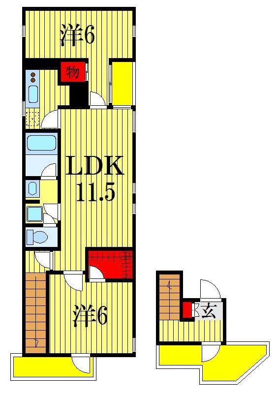 カーサポルタ(2LDK/4階)の間取り写真