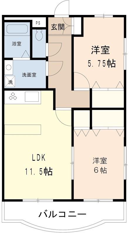 エルグラン(2LDK/1階)の間取り写真