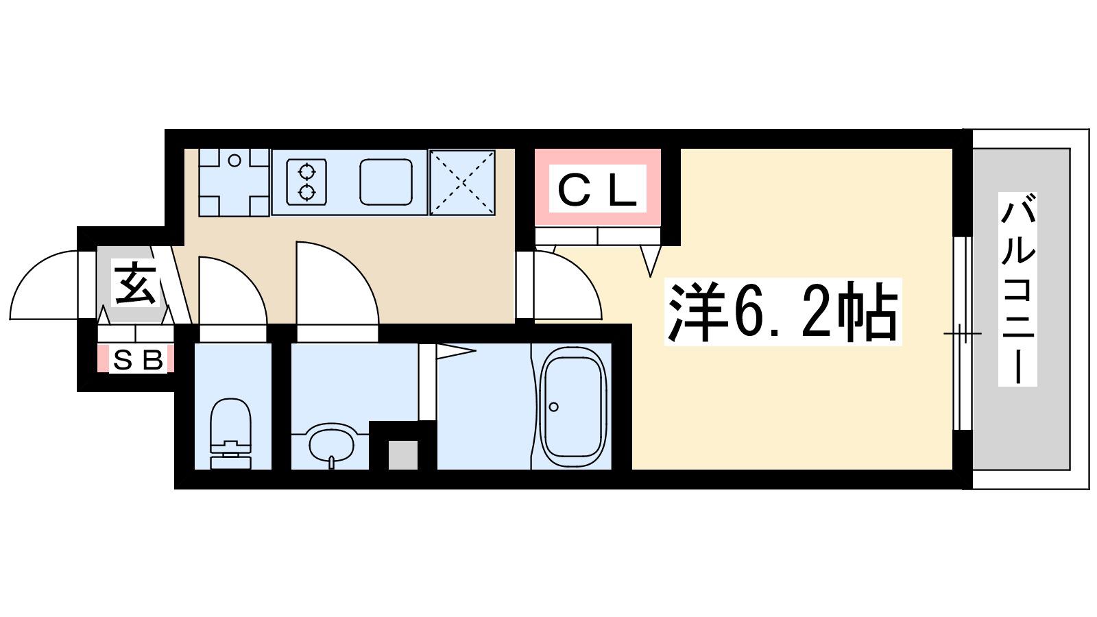 アルティザ新大阪DC(1K/6階)の間取り写真