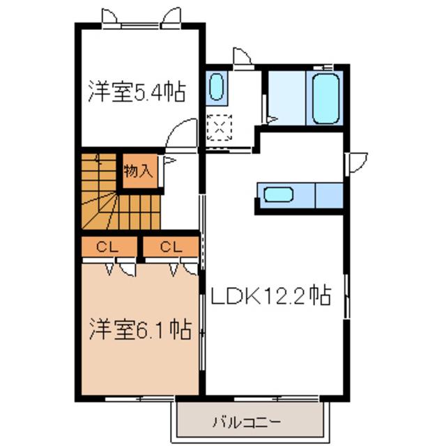 クオリス横倉A(2LDK/2階)の間取り写真