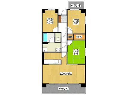 マーブル幸ヶ丘(3LDK/6階)の間取り写真