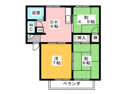 スカイビル春里B(3DK/2階)の間取り写真