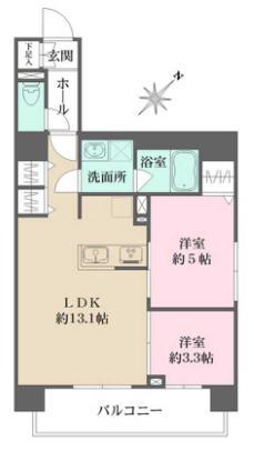 パークフラッツ蔵前(2LDK/3階)の間取り写真