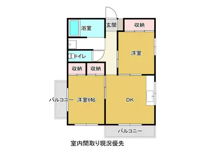 ラブリーヒルズ(2DK/3階)の間取り写真