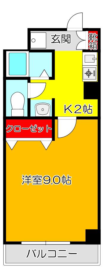 Mプラザ布施弐番館(1K/9階)の間取り写真