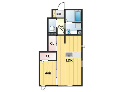 セジュールK(1LDK/1階)の間取り写真