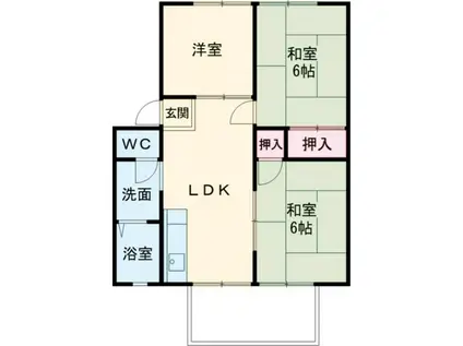 ウィンディアちぐさ B棟(3DK/2階)の間取り写真