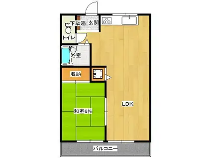 グリーンライフ I(1LDK/1階)の間取り写真