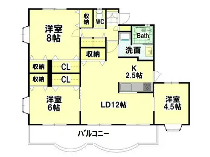 ベルリーフII(3LDK/3階)の間取り写真
