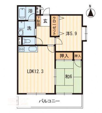 エトワール太田(2LDK/3階)の間取り写真