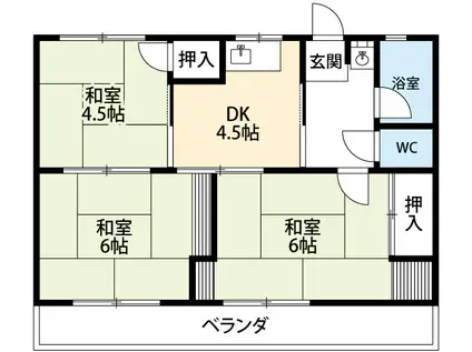 コーポ竹の花(3DK/2階)の間取り写真