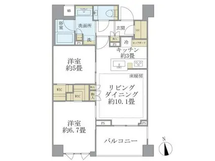 BRILLIA目黒大橋(2LDK/7階)の間取り写真