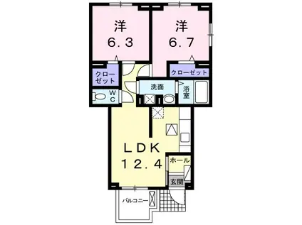 讃良レジデンス(2LDK/1階)の間取り写真