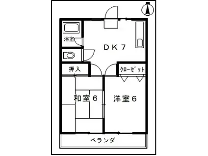 メゾンタカユウNO.2(2DK/2階)の間取り写真