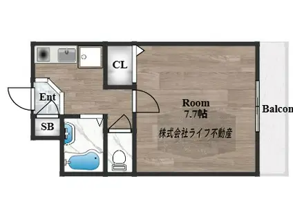 ニシシンヴィレッジ(1K/3階)の間取り写真