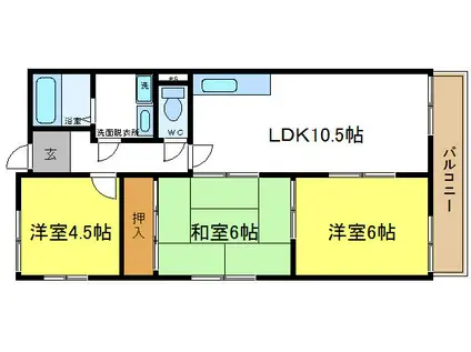 アヴィタシオン壱番館(3LDK/2階)の間取り写真