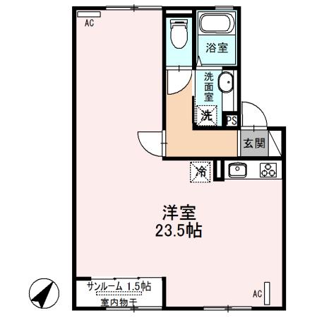 コンフォートレジデンスB(ワンルーム/2階)の間取り写真