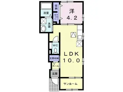 イル ルオーゴA(1LDK/1階)の間取り写真