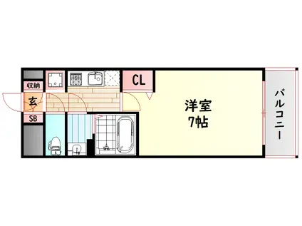 プレサンスOSAKA DOMESITYクロスティ(1K/4階)の間取り写真