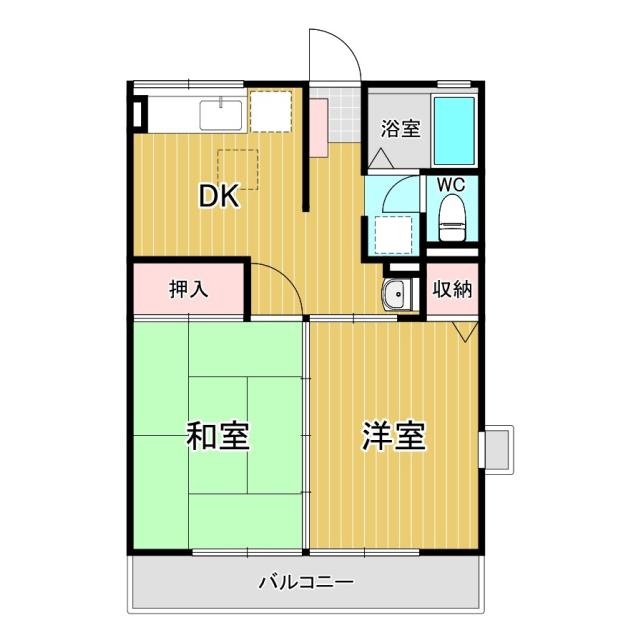 CHイーハトーヴ(2DK/2階)の間取り写真