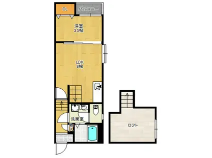 PHOENIX九大南(1LDK/2階)の間取り写真