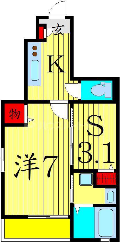 グランディール(1SK/1階)の間取り写真