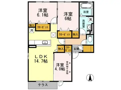 レジデンス小野(3LDK/1階)の間取り写真