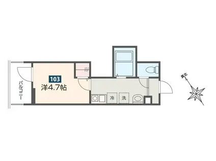 メルディア相模大野(1K/1階)の間取り写真