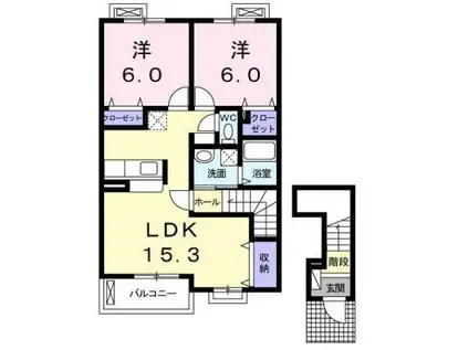 クレメント(2LDK/2階)の間取り写真