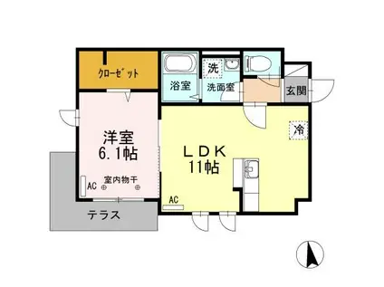 OLIVIA神楽坂 オリヴィア神楽坂(1LDK/1階)の間取り写真