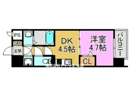 ファーストフィオーレ長田グランディール(1DK/10階)の間取り写真